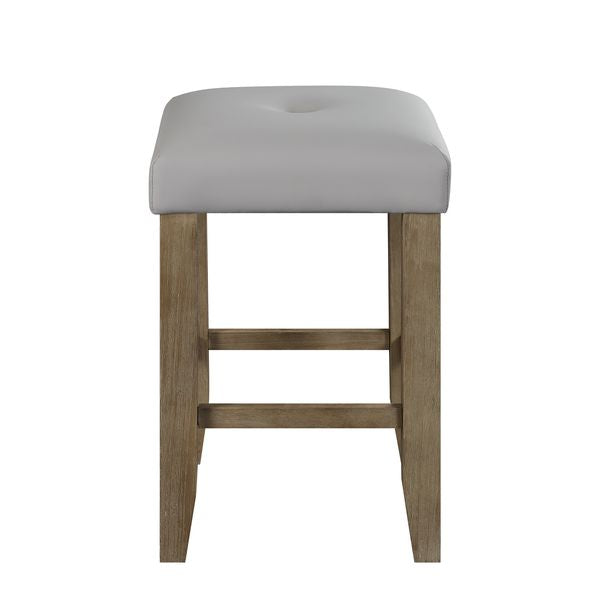 Charnell Gray Synthetic Leather & Oak Finish Counter Height Stool (Set-2)