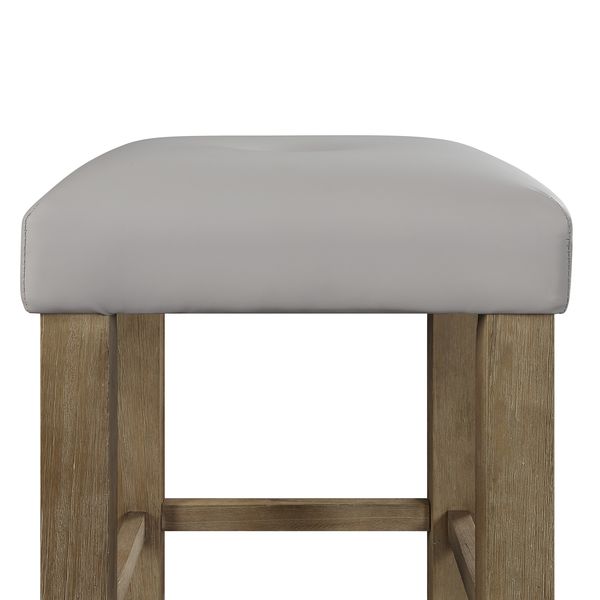 Charnell Gray Synthetic Leather & Oak Finish Counter Height Stool (Set-2)