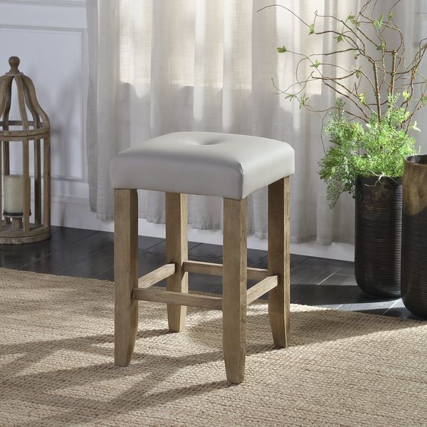 Charnell Gray Synthetic Leather & Oak Finish Counter Height Stool (Set-2)