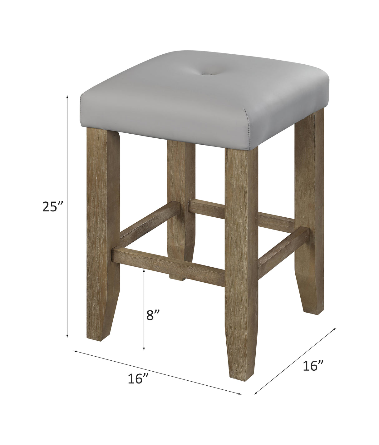 Charnell Gray Synthetic Leather & Oak Finish Counter Height Stool (Set-2)