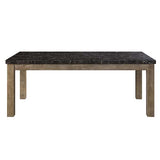 Charnell Marble Top & Oak Finish Dining Table