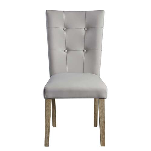 Charnell Gray Synthetic Leather & Oak Finish Side Chair (Set-2)