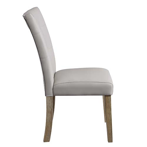 Charnell Gray Synthetic Leather & Oak Finish Side Chair (Set-2)