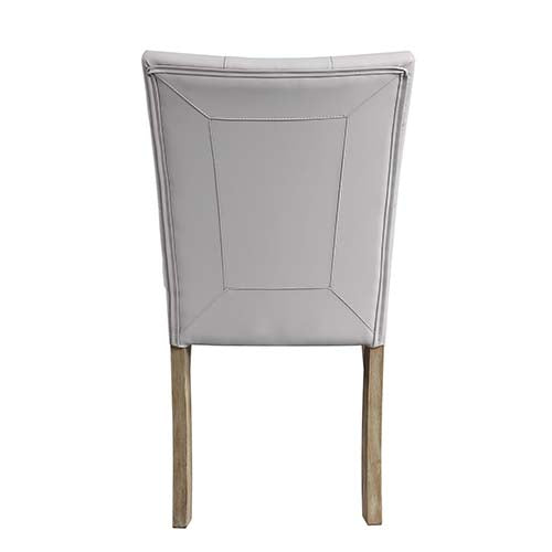 Charnell Gray Synthetic Leather & Oak Finish Side Chair (Set-2)