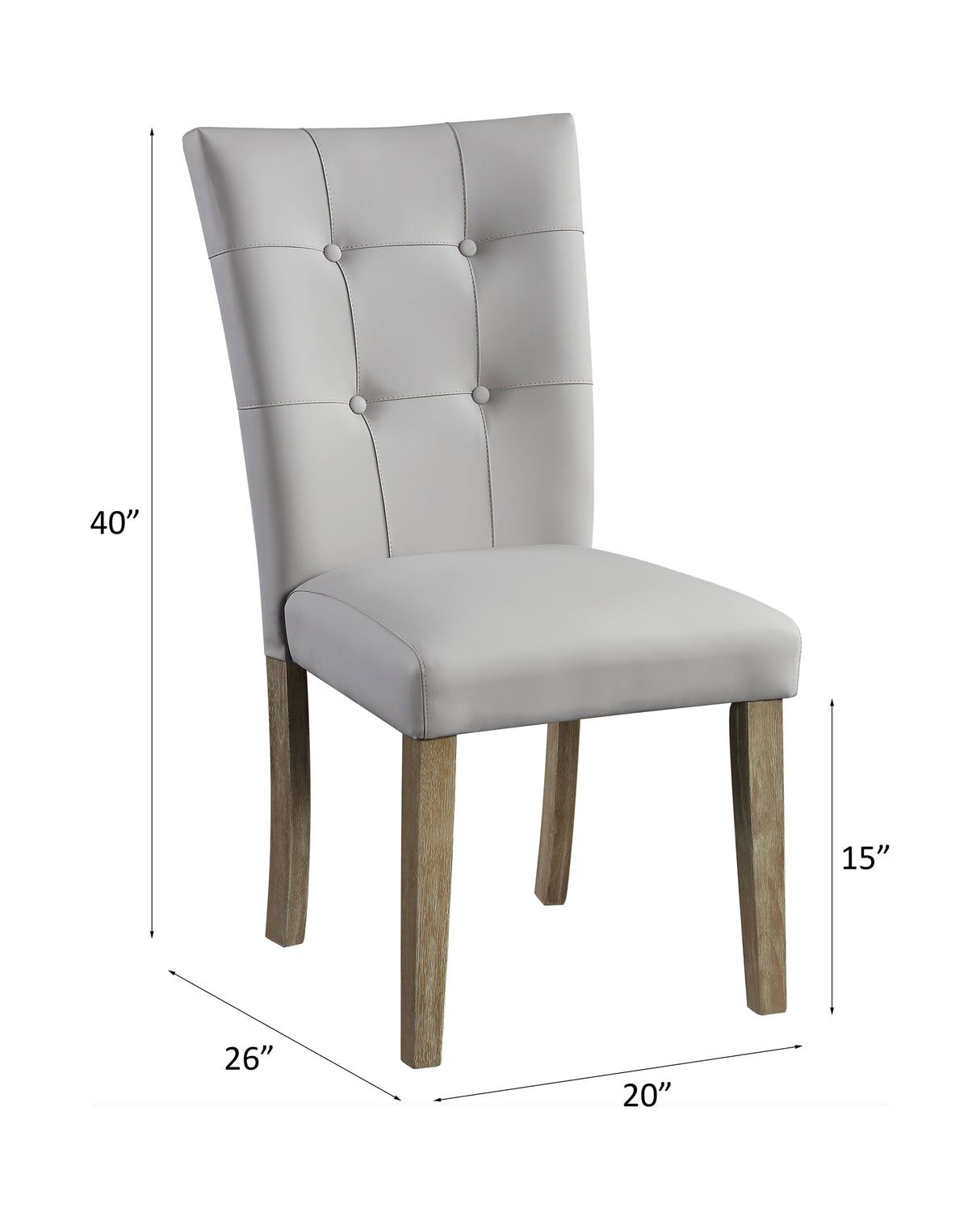 Charnell Gray Synthetic Leather & Oak Finish Side Chair (Set-2)