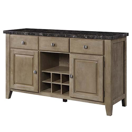 Charnell Marble Top & Oak Finish Server