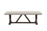 Pascaline Gray Fabric, Rustic Brown & Oak Finish Bench