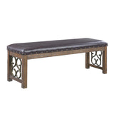 Raphaela Black Synthetic Leather & Weathered Cherry Finish Bench