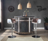 Rahma Antique Ebony Top Grain Leather & Aluminum Bar Table