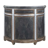 Rahma Antique Ebony Top Grain Leather & Aluminum Bar Table