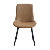 Abiram Brown Synthetic Leather Side Chair (Set-2)