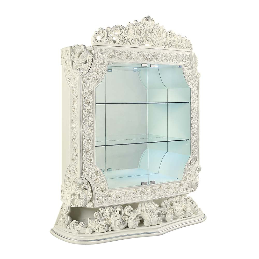 Adara Antique White Finish Curio