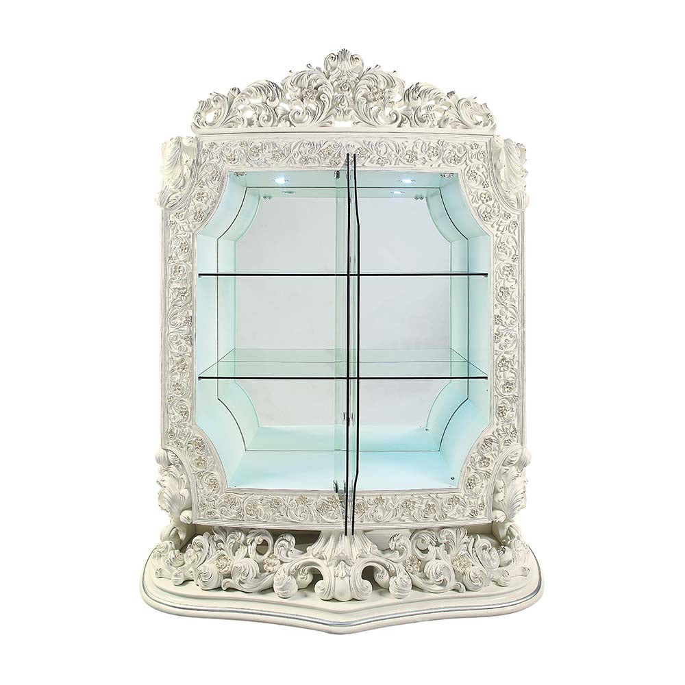 Adara Antique White Finish Curio