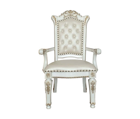 Vendome Synthetic Leather & Antique Pearl Finish Arm Chair(Set-2)