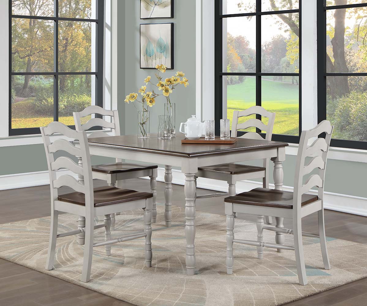 Bettina Gray & Weathered Oak Finish Dining Set (5Pc)