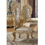 Cabriole Light Gold Synthetic Leather & Gold Finish Side Chair (Set-2)