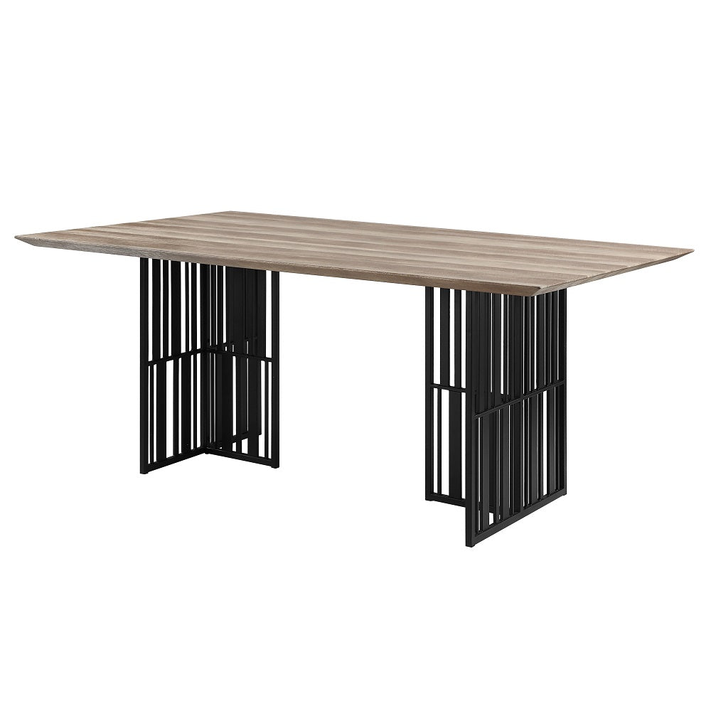 Zudora Antique Oak & Black Finish Dining Table