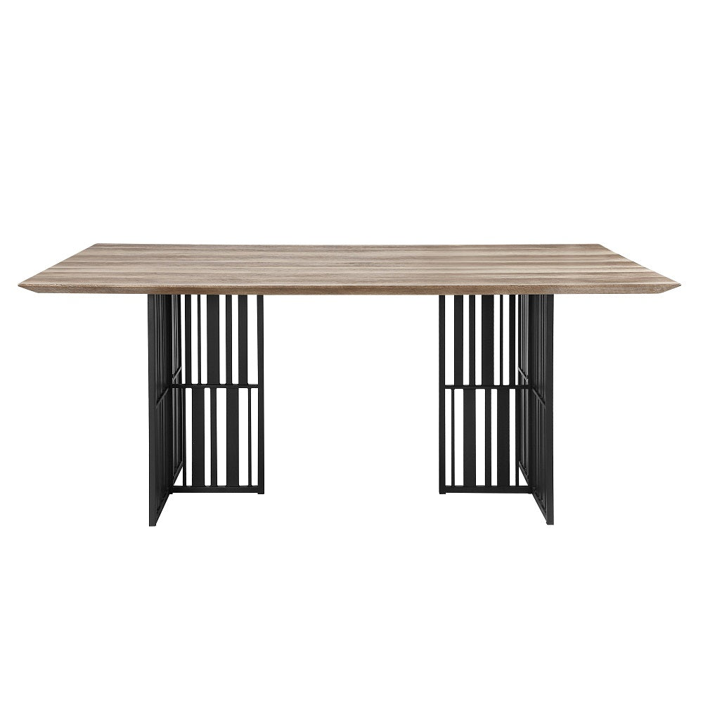 Zudora Antique Oak & Black Finish Dining Table