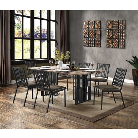 Zudora Antique Oak & Black Finish Dining Table