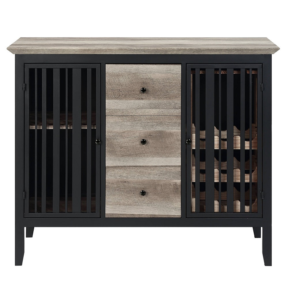 Zudora Antique Oak & Sandy Black Finish Server