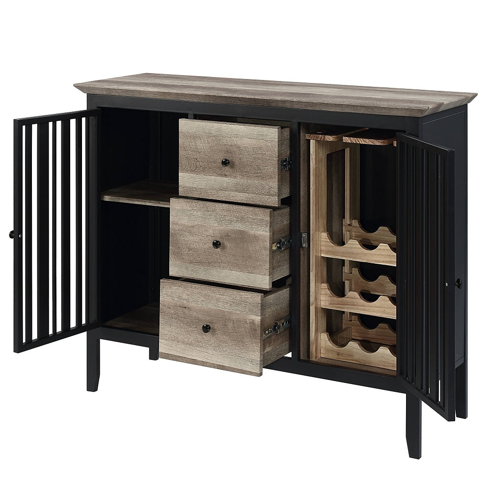 Zudora Antique Oak & Sandy Black Finish Server