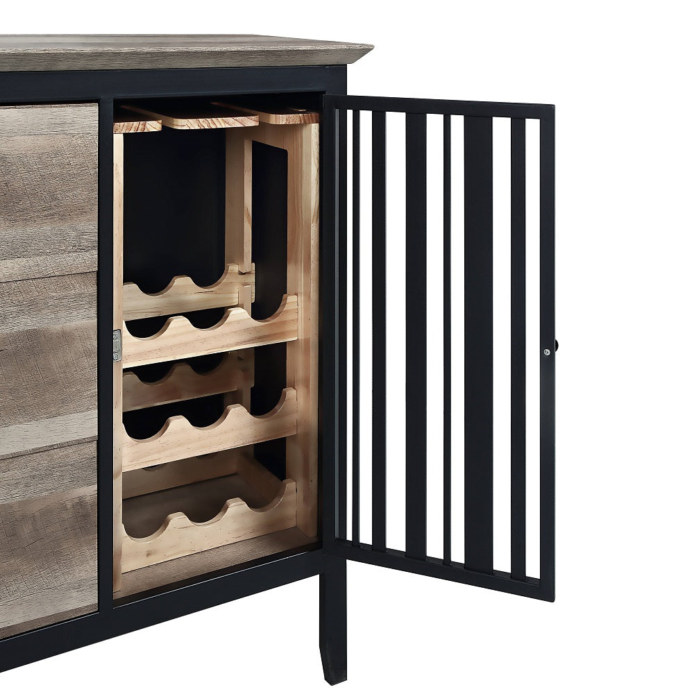 Zudora Antique Oak & Sandy Black Finish Server