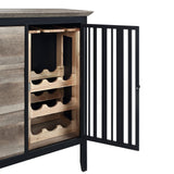 Zudora Antique Oak & Sandy Black Finish Server