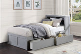 Orion Gray Twin Bookcase Bed With Storage Boxes