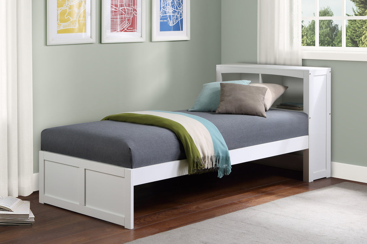 Galen White Twin Bookcase Bed