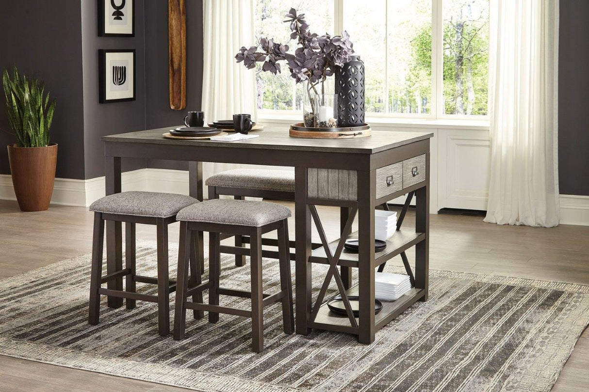 Elias Gray And Gunmetal Counter Height Dining Room Set