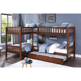 Rowe Dark Cherry Corner Bunk Bed With Twin Trundle