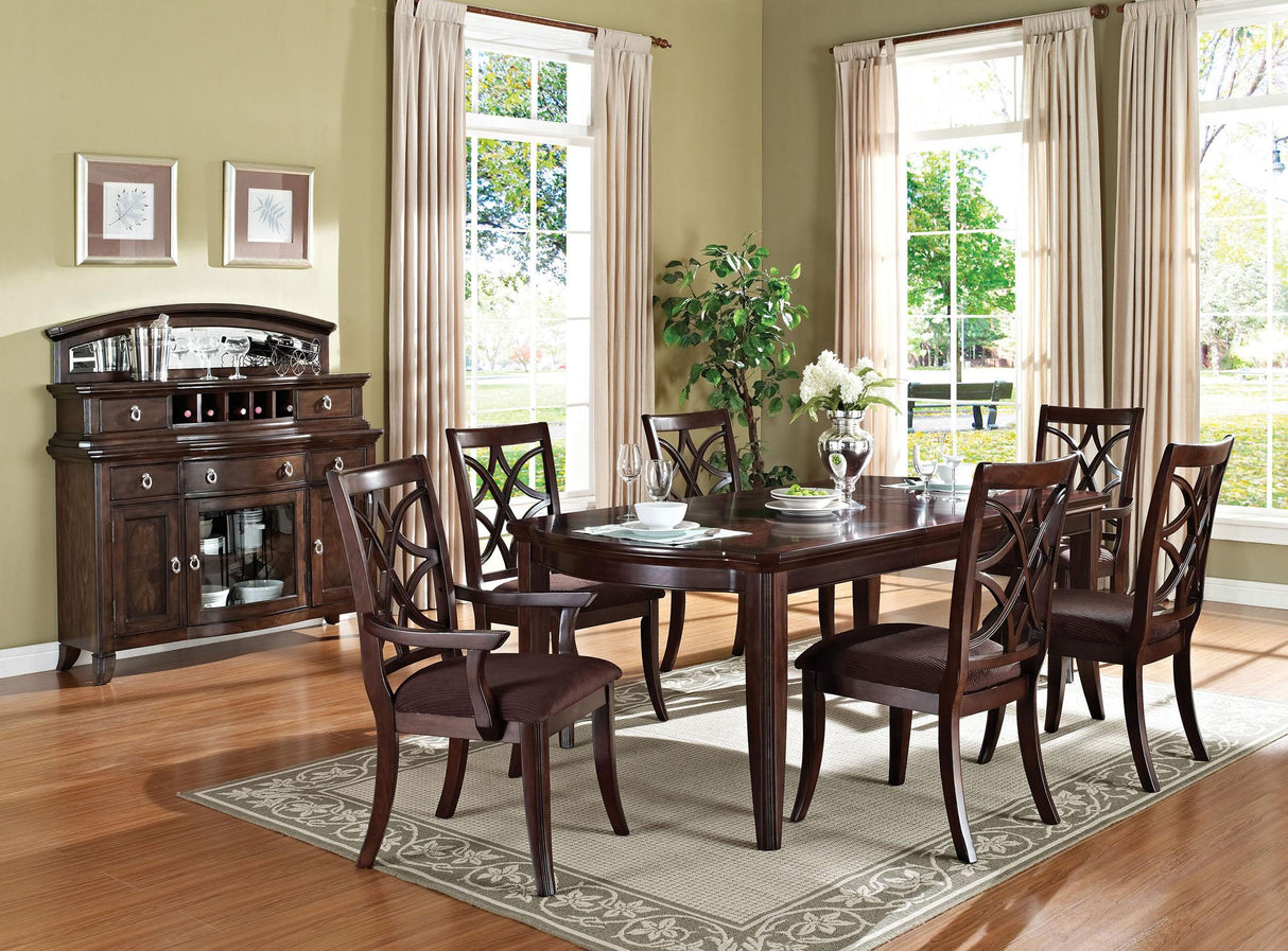 Acme Keenan 7 Piece Leg Dining Room Set In Dark Walnut