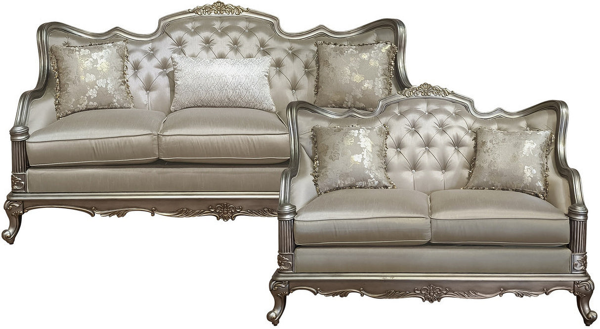 Fiorella Gold Faux Silk Living Room Set