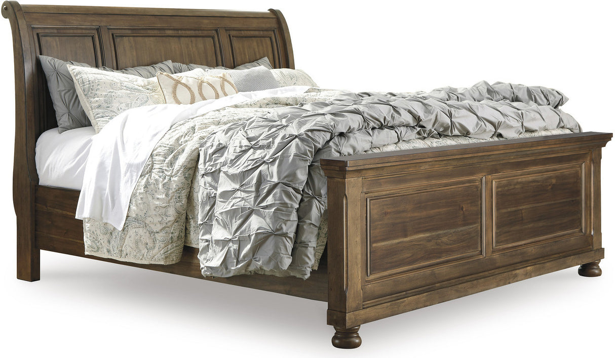 Flynnter Sleigh Bedroom Set In Medium Brown