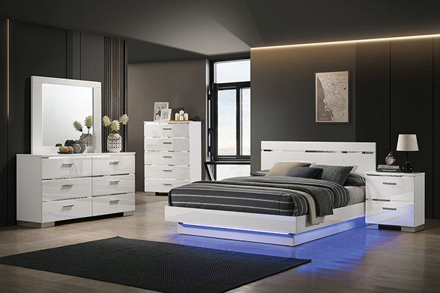 Erlach White/Chrome Bed