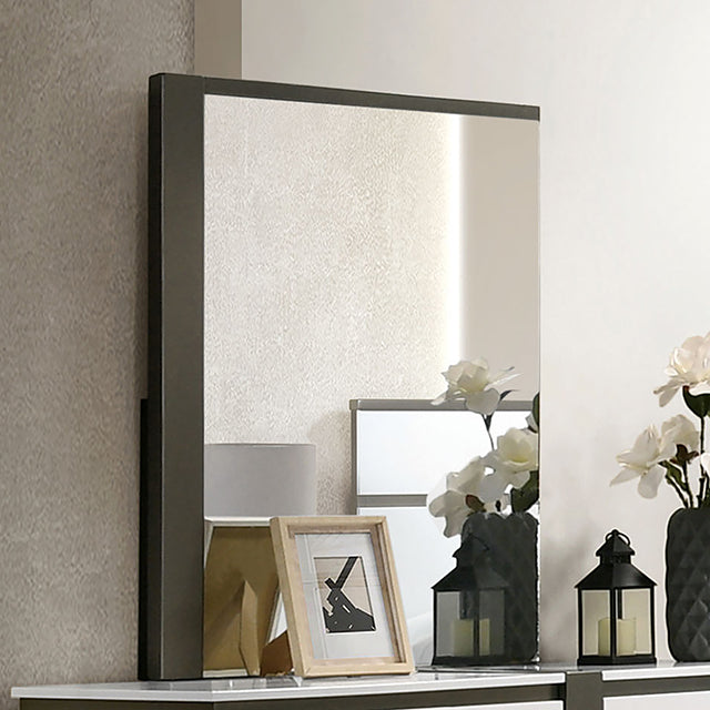 Birsfelden White/Metallic Gray Mirror