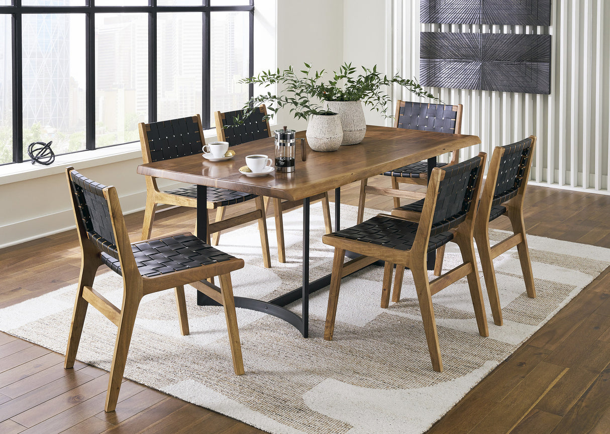 Fortmaine Brown And Black Rectangular Dining Room Set