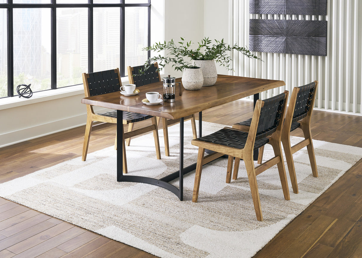 Fortmaine Brown And Black Rectangular Dining Room Set