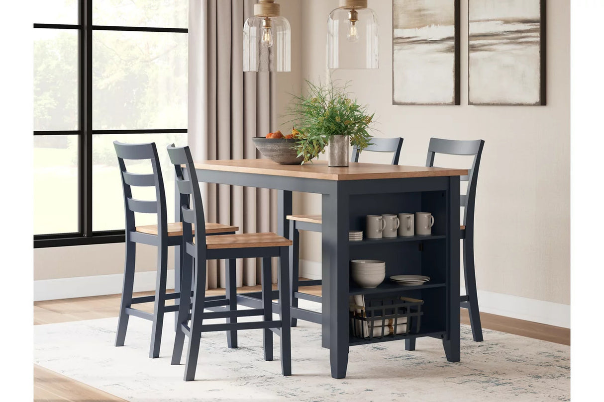 Gesthaven Counter Height Dining Room Set In Natural and Blue