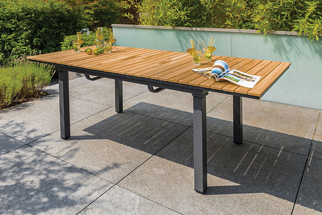 Mackay Gun Metal/Natural Teak Patio Dining Table