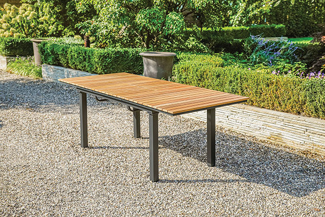 Mackay Gun Metal/Natural Teak Patio Dining Table