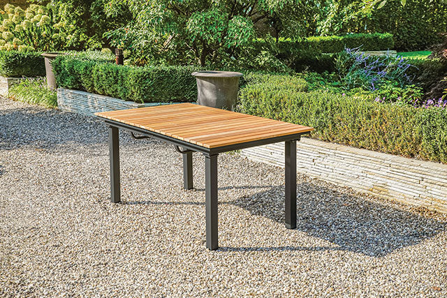 Mackay Gun Metal/Natural Teak Patio Dining Table