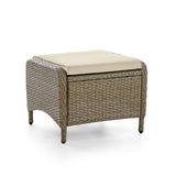 Mackay Beige/Natural Teak Ottoman