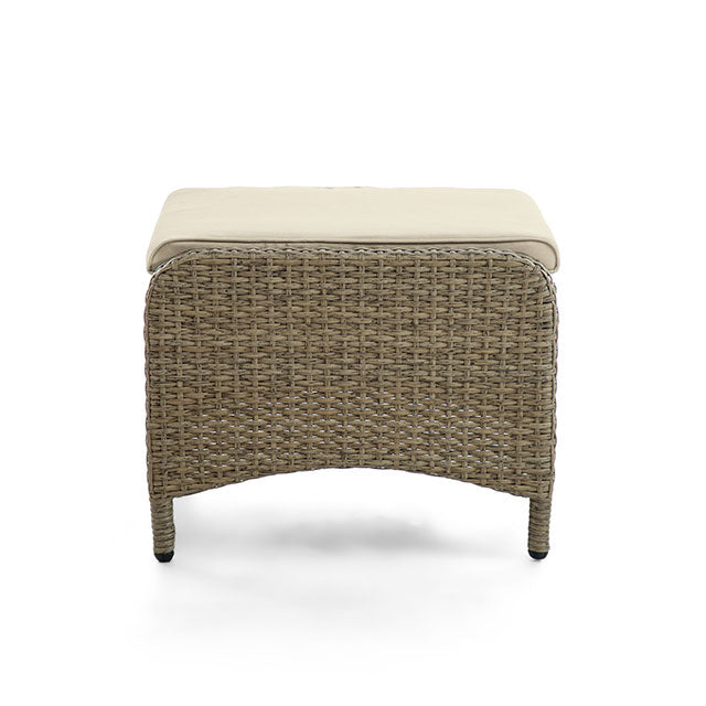 Mackay Beige/Natural Teak Ottoman