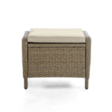 Mackay Beige/Natural Teak Ottoman