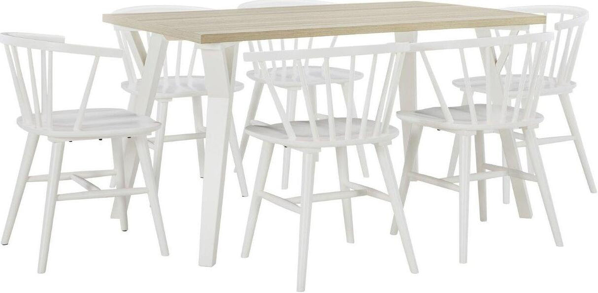 Grannen White and Natural Rectangular Dining Room Set