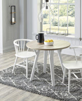 Grannen White and Natural Round Dining Room Set