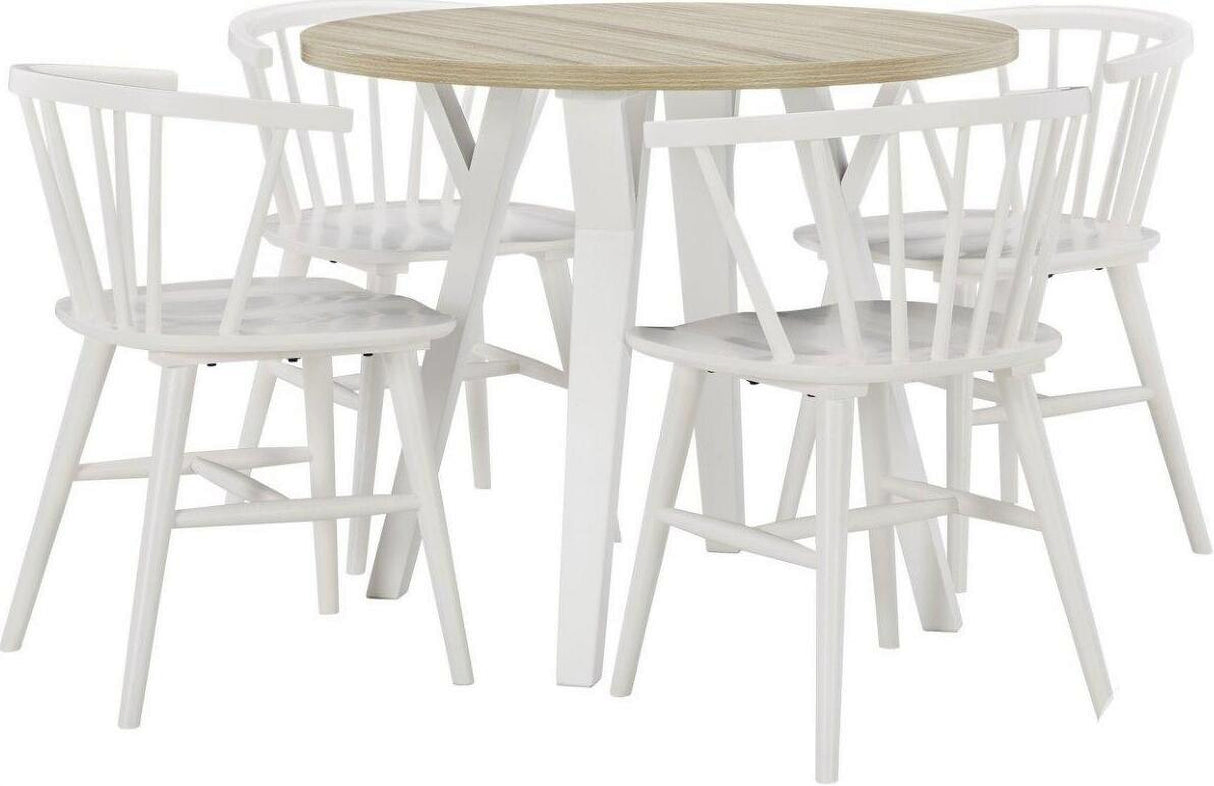 Grannen White and Natural Round Dining Room Set