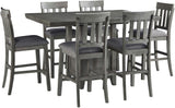 Hallanden Gray Rectangular Extendable Counter Height Dining Room Set