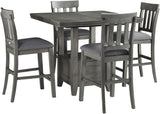 Hallanden Gray Rectangular Extendable Counter Height Dining Room Set